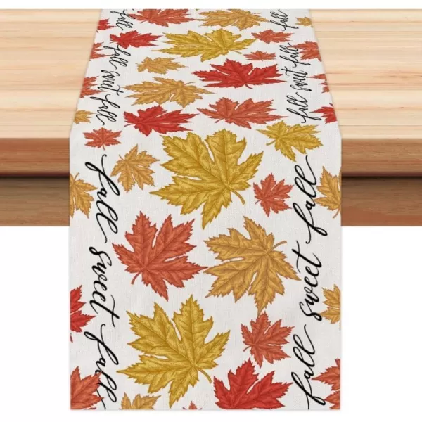 ARKENY Sweet Fall Thanksgiving Placemats 12x18 Inches Set of 4Maple Leaves Seasonal Burlap Farmhouse Indoor Kitchen Dining Table Autumn Decorations for Home Party AP44318Multi Color Table Runner  13X72