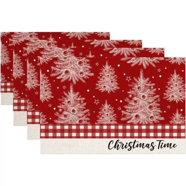 Christmas Decorations Tree Buffalo Plaid Red Placemats 18x12 Inches Seasonal Xmas Decor Farmhouse Indoor Vintage Theme Gathering Holiday Dinner Party AP201Christmas Decorations Tree Buffalo Plaid Red Placemats 18x12 Inches Seasonal Xmas Decor Farmhouse Indoor Vintage Theme Gathering Holiday Dinner Party AP201