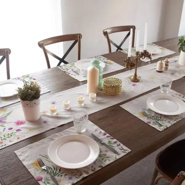 Watercolor Flower Place Mats 12 x 18 Inch 4 pcs and Table Runner 13 x 72 Inch Summer Fall Seasonal Kitchen Dining Table Decoration for Indoor Home Party DecorWatercolor Flower Place Mats 12 x 18 Inch 4 pcs and Table Runner 13 x 72 Inch Summer Fall Seasonal Kitchen Dining Table Decoration for Indoor Home Party Decor
