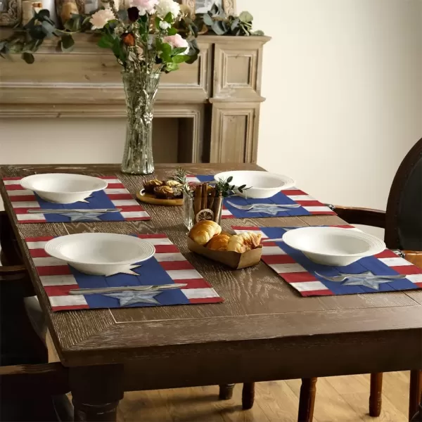 4th of July Decorations Placemats 12x18 Inches Memorial Day American Stars and Stripes Place mats Patriotic America Freedom Liberty Independence Day Decor AP259placemats 12X18