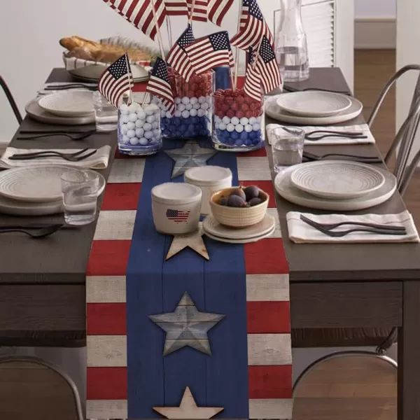 4th of July Decorations Placemats 12x18 Inches Memorial Day American Stars and Stripes Place mats Patriotic America Freedom Liberty Independence Day Decor AP259table runner 13X72 inch