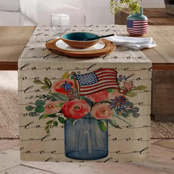 4th of July Decorations Table Runners 13x72 Inches Memorial Day American Flag Stars and Stripes Patriotic Flower Love America Freedom Liberty Independence Day Decor AT1994th of July Decorations Table Runners 13x72 Inches Memorial Day American Flag Stars and Stripes Patriotic Flower Love America Freedom Liberty Independence Day Decor AT199