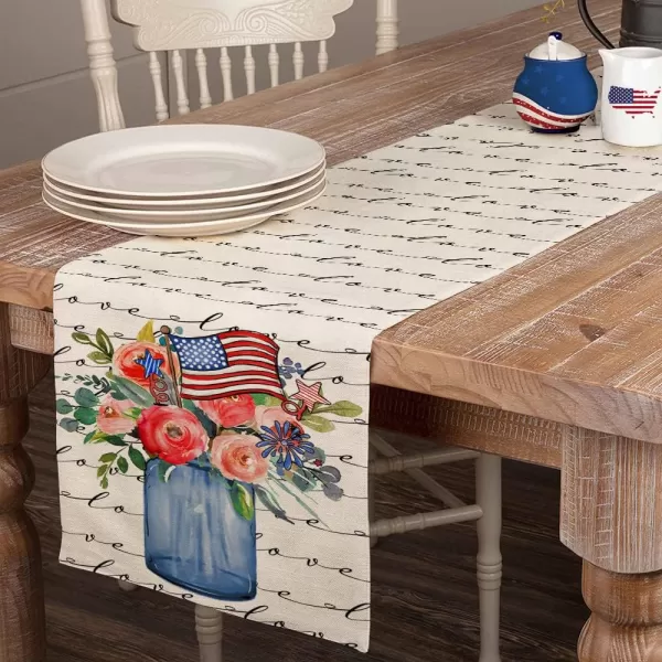4th of July Decorations Table Runners 13x72 Inches Memorial Day American Flag Stars and Stripes Patriotic Flower Love America Freedom Liberty Independence Day Decor AT1994th of July Decorations Table Runners 13x72 Inches Memorial Day American Flag Stars and Stripes Patriotic Flower Love America Freedom Liberty Independence Day Decor AT199