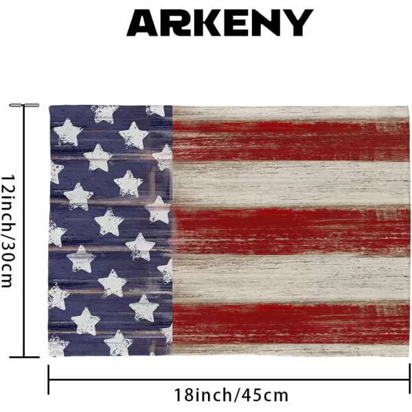 ARKENY 4th of July American Flag Stars Stripes Placemats 12x18 Inches Set of 4Independence Day Freedom Liberty Seasonal Burlap Farmhouse Indoor Kitchen Dining Table Decorations for Home Partyplacemats 12X18