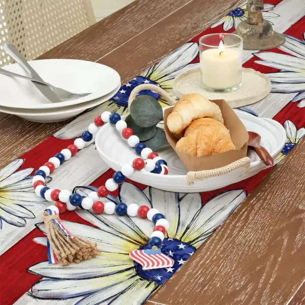 ARKENY 4th of July Patriotic Table Runner 72 Inches White Floral American Independence Day Holiday Home Coffee Table Dining Farmhouse Party Tabletop Decoration AT41872ARKENY 4th of July Patriotic Table Runner 72 Inches White Floral American Independence Day Holiday Home Coffee Table Dining Farmhouse Party Tabletop Decoration AT41872