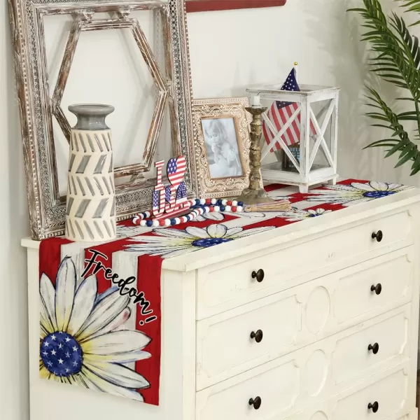 ARKENY 4th of July Patriotic Table Runner 72 Inches White Floral American Independence Day Holiday Home Coffee Table Dining Farmhouse Party Tabletop Decoration AT41872ARKENY 4th of July Patriotic Table Runner 72 Inches White Floral American Independence Day Holiday Home Coffee Table Dining Farmhouse Party Tabletop Decoration AT41872