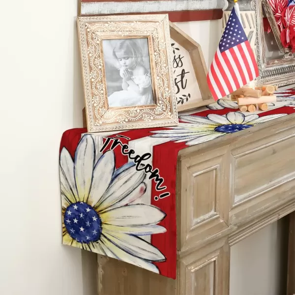 ARKENY 4th of July Patriotic Table Runner 72 Inches White Floral American Independence Day Holiday Home Coffee Table Dining Farmhouse Party Tabletop Decoration AT41872ARKENY 4th of July Patriotic Table Runner 72 Inches White Floral American Independence Day Holiday Home Coffee Table Dining Farmhouse Party Tabletop Decoration AT41872