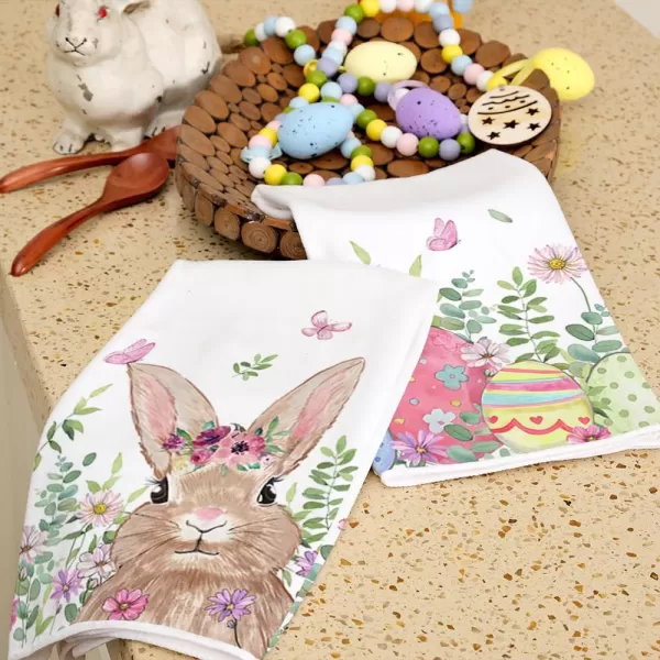 ARKENY Easter Kitchen Towels Set of 2Green Bunny Butterfly Flower Dish Towels 18x26 Inch Drying DishclothFarmhouse Holiday Seasonal Spring Decorations AD250ARKENY Easter Kitchen Towels Set of 2Green Bunny Butterfly Flower Dish Towels 18x26 Inch Drying DishclothFarmhouse Holiday Seasonal Spring Decorations AD250