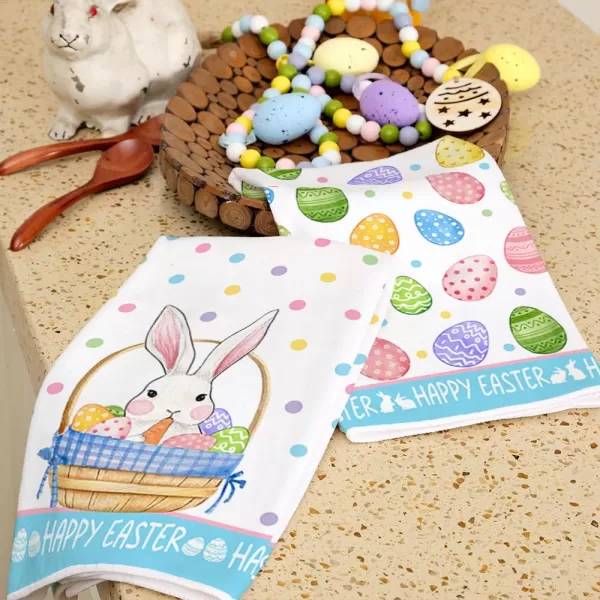 ARKENY Easter Kitchen Towels Set of 2White Bunny Eggs Dish Towels 18x26 Inch Drying DishclothFarmhouse Home Seasonal Spring Decorations AD223ARKENY Easter Kitchen Towels Set of 2White Bunny Eggs Dish Towels 18x26 Inch Drying DishclothFarmhouse Home Seasonal Spring Decorations AD223