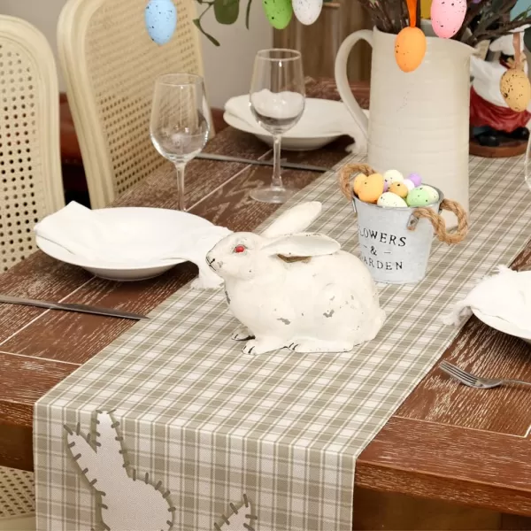 ARKENY Easter Placemats 12x18 Inches Set of 4 Bunny Rabbit Hello Peeps Spring Summer Seasonal Farmhouse Buffalo Plaid Burlap Indoor Kitchen Dining Table Mats Decorations for Home Party AP5624Beige Table Runner  13X72