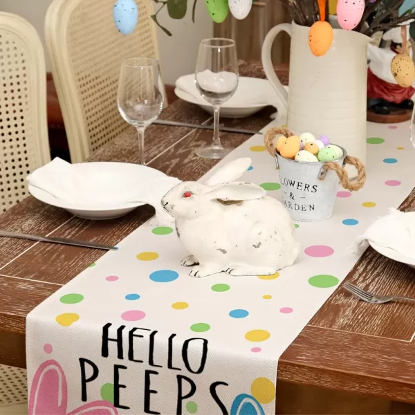 ARKENY Easter Placemats 12x18 Inches Set of 4 Bunny Rabbit Hello Peeps Spring Summer Seasonal Farmhouse Polka Dot Burlap Indoor Kitchen Dining Table Mats Decorations for Home Party AP5674PinkBlue Table Runner  13X72