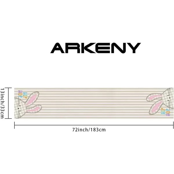 ARKENY Easter Placemats 12x18 Inches Set of 4 Bunny Rabbit Hip Hop Spring Summer Seasonal Farmhouse Stripe Burlap Indoor Kitchen Dining Table Mats Decorations for Home Party AP5604Beige Table Runner  13X72