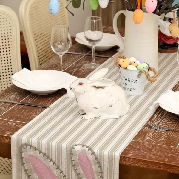 ARKENY Easter Placemats 12x18 Inches Set of 4 Bunny Rabbit Hip Hop Spring Summer Seasonal Farmhouse Stripe Burlap Indoor Kitchen Dining Table Mats Decorations for Home Party AP5604Beige Table Runner  13X72