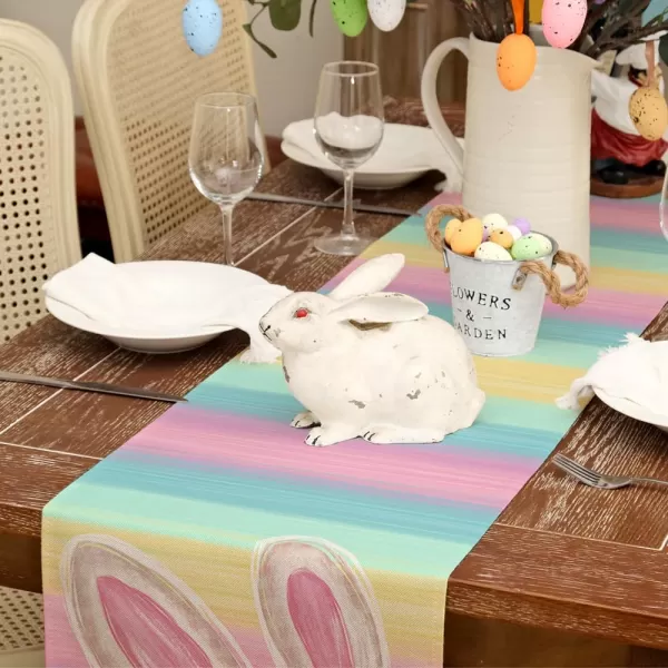 ARKENY Easter Placemats 12x18 Inches Set of 4 Bunny Rabbit Hip Hop Spring Summer Seasonal Farmhouse Stripe Burlap Indoor Kitchen Dining Table Mats Decorations for Home Party AP5604PinkBlue Table Runner  13X72