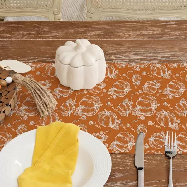 ARKENY Fall Thanksgiving Placemats 12x18 Inches Set of 4Hello Pumpkin Hand DrawnSeasonal Burlap Farmhouse Orange White Indoor Kitchen Dining Table Autumn Decorations for Home Party AP44718Orange Table Runner  13X72