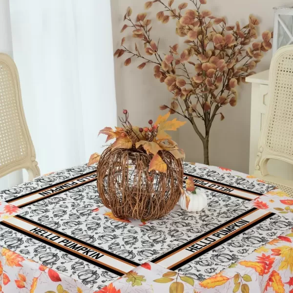 ARKENY Fall Thanksgiving Placemats 12x18 Inches Set of 4Hello Pumpkin Hand DrawnSeasonal Burlap Farmhouse Orange White Indoor Kitchen Dining Table Autumn Decorations for Home Party AP44718White Placemats Set of 4  12X18