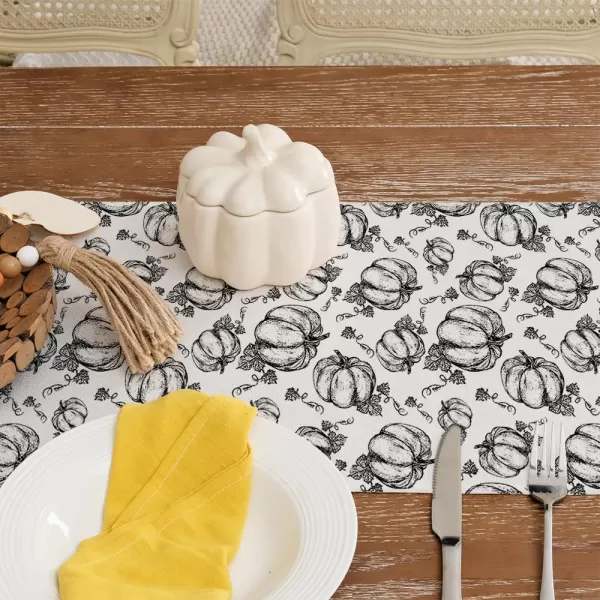 ARKENY Fall Thanksgiving Placemats 12x18 Inches Set of 4Hello Pumpkin Hand DrawnSeasonal Burlap Farmhouse Orange White Indoor Kitchen Dining Table Autumn Decorations for Home Party AP44718White Table Runner  13X72