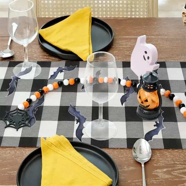 ARKENY Halloween Placemats 12x18 Inches Set of 4Pumpkin Truck Bat Flower Crow Seasonal Burlap Buffalo Plaid Farmhouse Indoor Kitchen Dining Table Decorations for Home Party AP46218Buffalo Plaid Table Runner  13X72