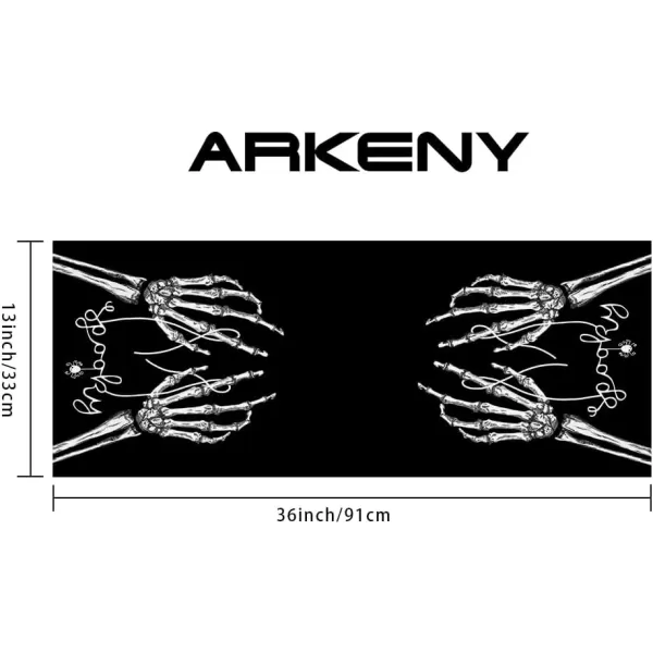 ARKENY Halloween Skeleton Spooky Spider Black Placemats 12x18 Inches Set of 4Seasonal Farmhouse Indoor Kitchen Dining Table Decorations for Home Party AP15818Black Table Runner  13X36