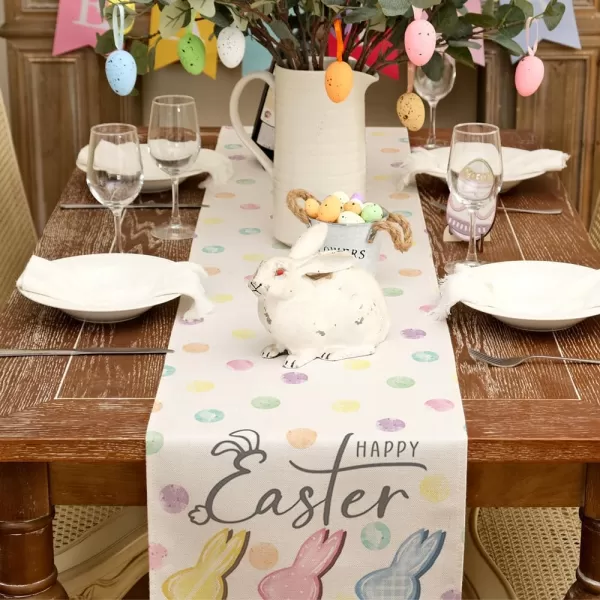 ARKENY Happy Easter Placemats 12x18 Inches Set of 4 Bunny Rabbit Spring Summer Seasonal Farmhouse Burlap Indoor Kitchen Dining Table Mats Decorations for Home Party AP5654PinkBlue Table Runner  13X72