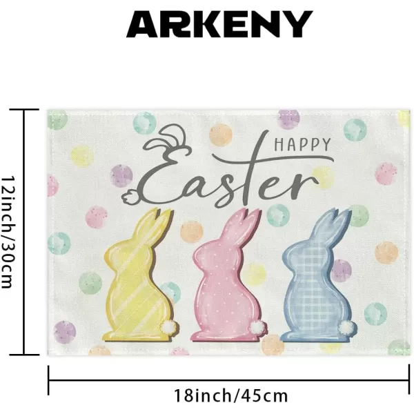 ARKENY Happy Easter Placemats 12x18 Inches Set of 4 Bunny Rabbit Spring Summer Seasonal Farmhouse Burlap Indoor Kitchen Dining Table Mats Decorations for Home Party AP5654PinkBlue Placemats Set of 4  12X18