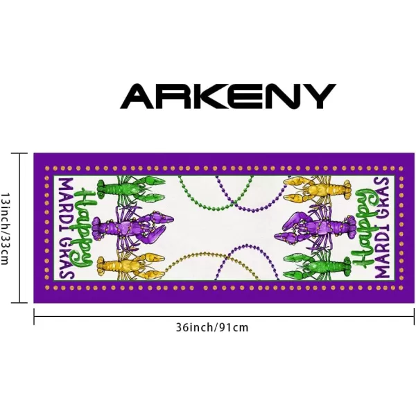 ARKENY Happy Mardi Gras Placemats 12x18 Inches Set of 4 Carnival Masquerade Beads Seasonal Farmhouse Burlap Indoor Kitchen Dining Table Mats Decorations for Home Party AP3574Purple Table Runner  13X36