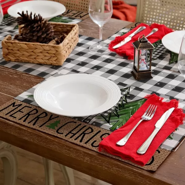 ARKENY Merry Christmas Placemats 12x18 Inches Set of 4Nutcracker Flower Tree Winter Seasonal Burlap Pink Diamond Farmhouse Indoor Kitchen Dining Table Holiday Decoration for Home Party AP47918Green Placemats Set of 4  12X18