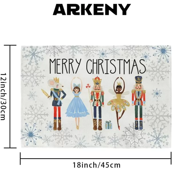 ARKENY Merry Christmas Placemats 12x18 Inches Set of 4Nutcracker Flower Tree Winter Seasonal Burlap Pink Diamond Farmhouse Indoor Kitchen Dining Table Holiday Decoration for Home Party AP47918Multicolor Placemats Set of 4  12X18