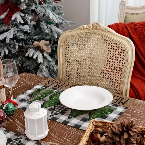 ARKENY Merry Christmas Placemats 12x18 Inches Set of 4Nutcracker Flower Tree Winter Seasonal Burlap Pink Diamond Farmhouse Indoor Kitchen Dining Table Holiday Decoration for Home Party AP47918Green Placemats Set of 4  12X18
