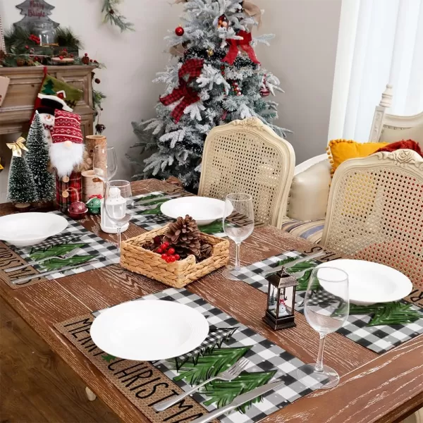 ARKENY Merry Christmas Placemats 12x18 Inches Set of 4Nutcracker Flower Tree Winter Seasonal Burlap Pink Diamond Farmhouse Indoor Kitchen Dining Table Holiday Decoration for Home Party AP47918Green Placemats Set of 4  12X18