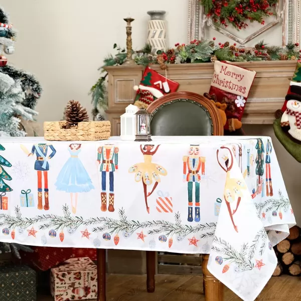 ARKENY Merry Christmas Placemats 12x18 Inches Set of 4Nutcracker Flower Tree Winter Seasonal Burlap Pink Diamond Farmhouse Indoor Kitchen Dining Table Holiday Decoration for Home Party AP47918Multi Color Tablecloth60X84