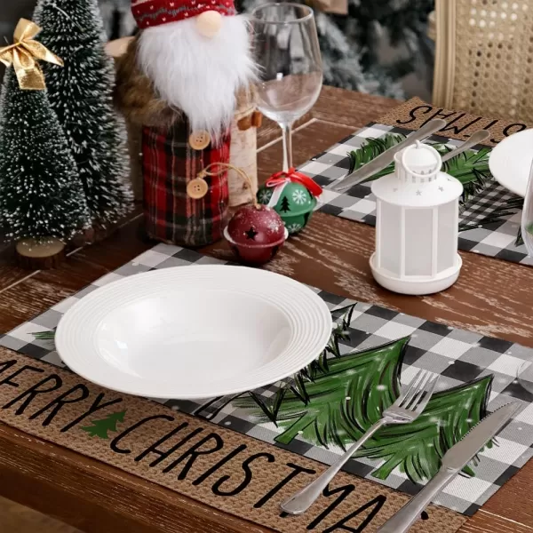 ARKENY Merry Christmas Placemats 12x18 Inches Set of 4Nutcracker Flower Tree Winter Seasonal Burlap Pink Diamond Farmhouse Indoor Kitchen Dining Table Holiday Decoration for Home Party AP47918Green Placemats Set of 4  12X18