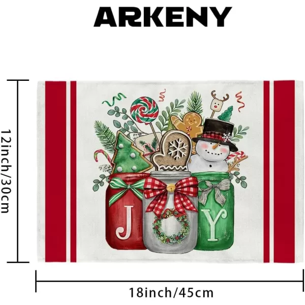 ARKENY Merry Christmas Placemats 12x18 Inches Set of 4Nutcracker Flower Tree Winter Seasonal Burlap Pink Diamond Farmhouse Indoor Kitchen Dining Table Holiday Decoration for Home Party AP47918Red Mason Jar Table Runner  13X72