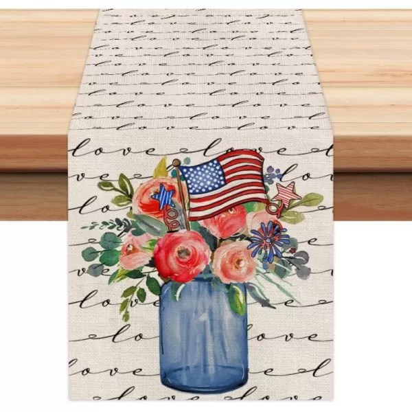 4th of July Decorations Table Runners 13x72 Inches Memorial Day American Flag Stars and Stripes Patriotic Flower Love America Freedom Liberty Independence Day Decor AT1994th of July Decorations Table Runners 13x72 Inches Memorial Day American Flag Stars and Stripes Patriotic Flower Love America Freedom Liberty Independence Day Decor AT199