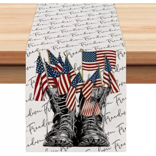 ARKENY 4th of July Patriotic Table Runner 72 Inches Grey Flag Boots American Independence Day Holiday Home Coffee Table Dining Farmhouse Party Tabletop Decoration AT42272ARKENY 4th of July Patriotic Table Runner 72 Inches Grey Flag Boots American Independence Day Holiday Home Coffee Table Dining Farmhouse Party Tabletop Decoration AT42272