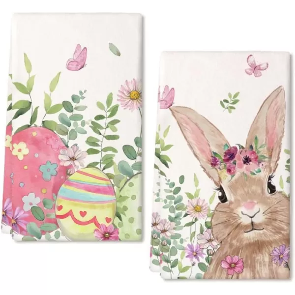 ARKENY Easter Kitchen Towels Set of 2Green Bunny Butterfly Flower Dish Towels 18x26 Inch Drying DishclothFarmhouse Holiday Seasonal Spring Decorations AD250ARKENY Easter Kitchen Towels Set of 2Green Bunny Butterfly Flower Dish Towels 18x26 Inch Drying DishclothFarmhouse Holiday Seasonal Spring Decorations AD250