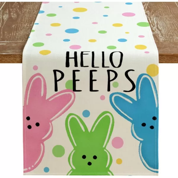 ARKENY Easter Placemats 12x18 Inches Set of 4 Bunny Rabbit Hello Peeps Spring Summer Seasonal Farmhouse Polka Dot Burlap Indoor Kitchen Dining Table Mats Decorations for Home Party AP5674PinkBlue Table Runner  13X72