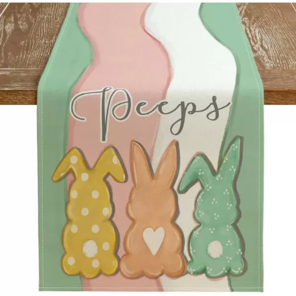 ARKENY Easter Placemats 12x18 Inches Set of 4 Bunny Rabbit Peeps Spring Summer Seasonal Farmhouse Pink Green Burlap Indoor Kitchen Dining Table Mats Decorations for Home Party AP5664PinkGreen Table Runner  13X72