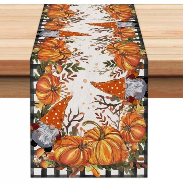 ARKENY Fall Thanksgiving Table Runner 13x72 Inches Pumpkins Leaves DwarfThanksgiving Seasonal Burlap Farmhouse Buffalo Plaid Indoor Outdoor Autumn Table Runner for HomeARKENY Fall Thanksgiving Table Runner 13x72 Inches Pumpkins Leaves DwarfThanksgiving Seasonal Burlap Farmhouse Buffalo Plaid Indoor Outdoor Autumn Table Runner for Home