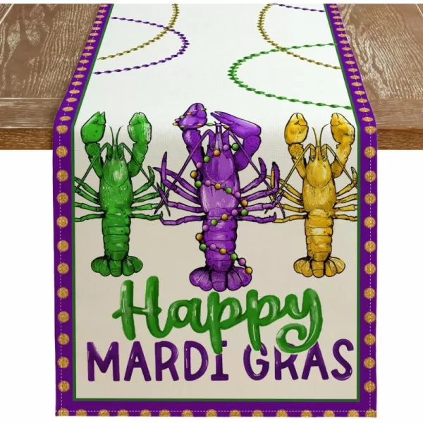 ARKENY Happy Mardi Gras Placemats 12x18 Inches Set of 4 Carnival Masquerade Beads Seasonal Farmhouse Burlap Indoor Kitchen Dining Table Mats Decorations for Home Party AP3574Purple Table Runner  13X108