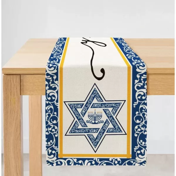 Hanukkah Decorations Watercolor Magen David Passover Table Runner 13x72 Inches Seasonal Jewish Menorah Chanukah Decor Holiday Farmhouse Indoor Vintage Theme Gathering Dinner Party AT054Hanukkah Decorations Watercolor Magen David Passover Table Runner 13x72 Inches Seasonal Jewish Menorah Chanukah Decor Holiday Farmhouse Indoor Vintage Theme Gathering Dinner Party AT054