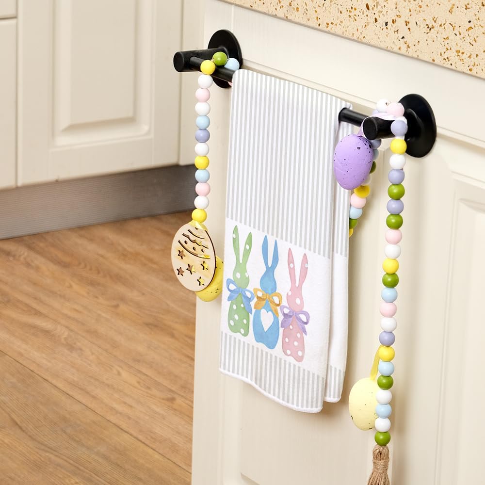 ARKENY Easter Kitchen TowelsColorful Bunny Dish Towels 18x26 Inch Drying DishclothFarmhouse Home Seasonal Spring Decorations AD221Colorful One Piece Country Rustic Rabbit 1