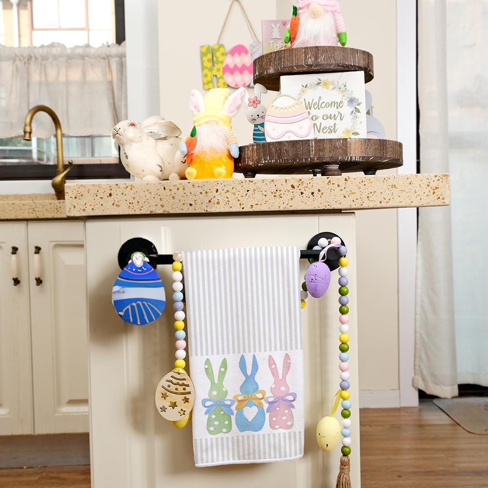 ARKENY Easter Kitchen TowelsColorful Bunny Dish Towels 18x26 Inch Drying DishclothFarmhouse Home Seasonal Spring Decorations AD221Colorful One Piece Country Rustic Rabbit 1
