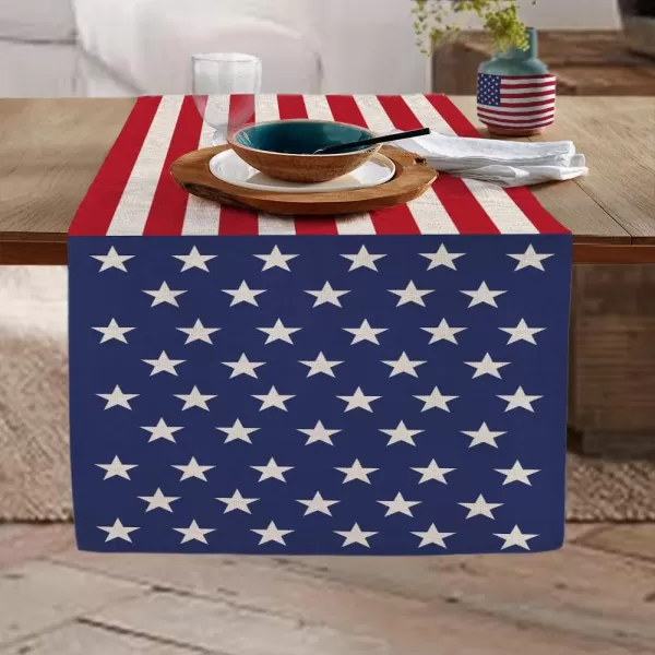 ARKENY American Stars and Stripes Flag Table Runner 13x90 Inches 4th of July Patriotic Memorial Day Independence Day Kitchen Dining Indoor Decoration for Home Party Decor13X90