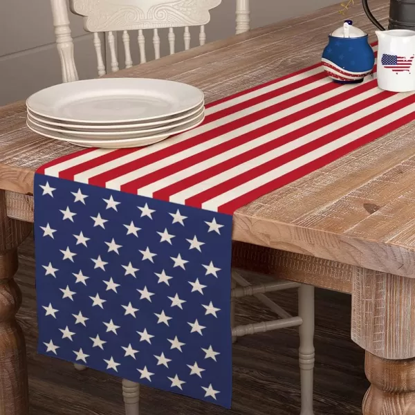 ARKENY American Stars and Stripes Flag Table Runner 13x90 Inches 4th of July Patriotic Memorial Day Independence Day Kitchen Dining Indoor Decoration for Home Party Decor13X90