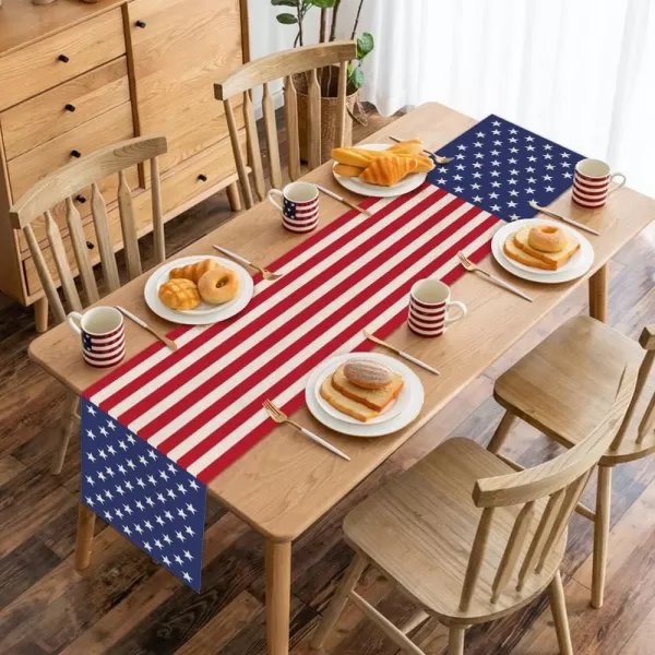 ARKENY American Stars and Stripes Flag Table Runner 13x90 Inches 4th of July Patriotic Memorial Day Independence Day Kitchen Dining Indoor Decoration for Home Party Decor13X90