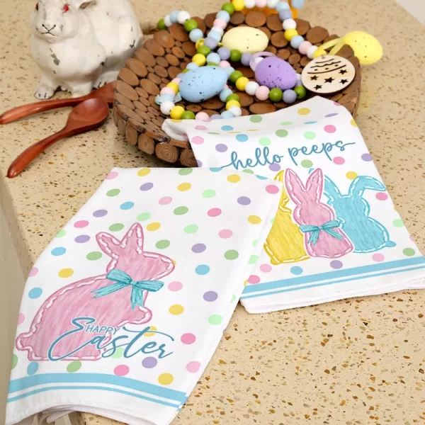 ARKENY Easter Kitchen Towels Set of 2Colorful Polka Dot Bunny Hello Peeps Dish Towels 18x26 Inch Drying DishclothFarmhouse Holiday Seasonal Spring Decorations AD236ARKENY Easter Kitchen Towels Set of 2Colorful Polka Dot Bunny Hello Peeps Dish Towels 18x26 Inch Drying DishclothFarmhouse Holiday Seasonal Spring Decorations AD236