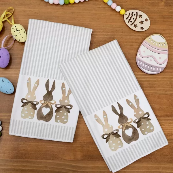 ARKENY Easter Kitchen TowelsColorful Bunny Dish Towels 18x26 Inch Drying DishclothFarmhouse Home Seasonal Spring Decorations AD221Beige Two Bunny Country Rustic bunny 2