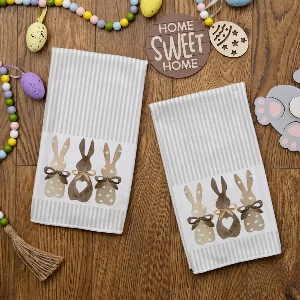 ARKENY Easter Kitchen TowelsColorful Bunny Dish Towels 18x26 Inch Drying DishclothFarmhouse Home Seasonal Spring Decorations AD221Beige Two Bunny Country Rustic bunny 2