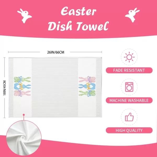 ARKENY Easter Kitchen TowelsColorful Bunny Dish Towels 18x26 Inch Drying DishclothFarmhouse Home Seasonal Spring Decorations AD221Colorful One Piece Country Rustic Rabbit 1